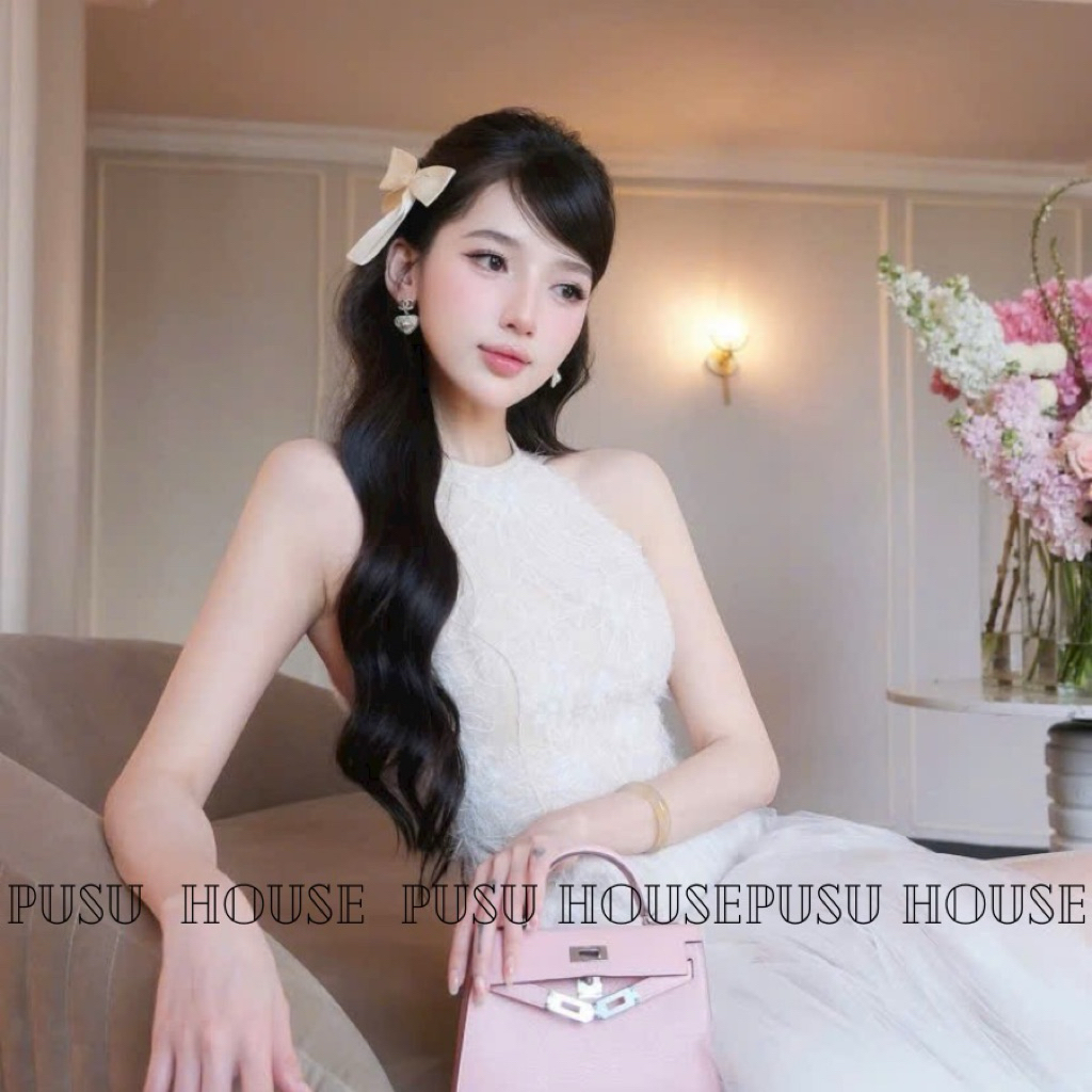 Đầm dự tiệc ren bông phủ lưới dài nàng thơ nữ tính - Pusu house