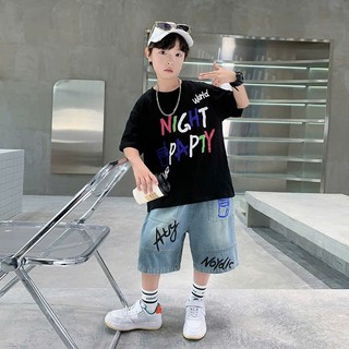 Set Jean NIGHT PAPTY 2 Màu Đen - Kem Cho Bé Trai Phong Cách