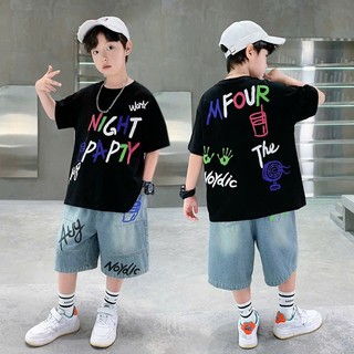 Set Jean NIGHT PAPTY 2 Màu Đen - Kem Cho Bé Trai Phong Cách