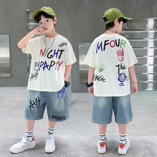 Set Jean NIGHT PAPTY 2 Màu Đen - Kem Cho Bé Trai Phong Cách