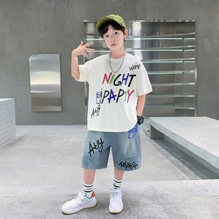 Set Jean NIGHT PAPTY 2 Màu Đen - Kem Cho Bé Trai Phong Cách