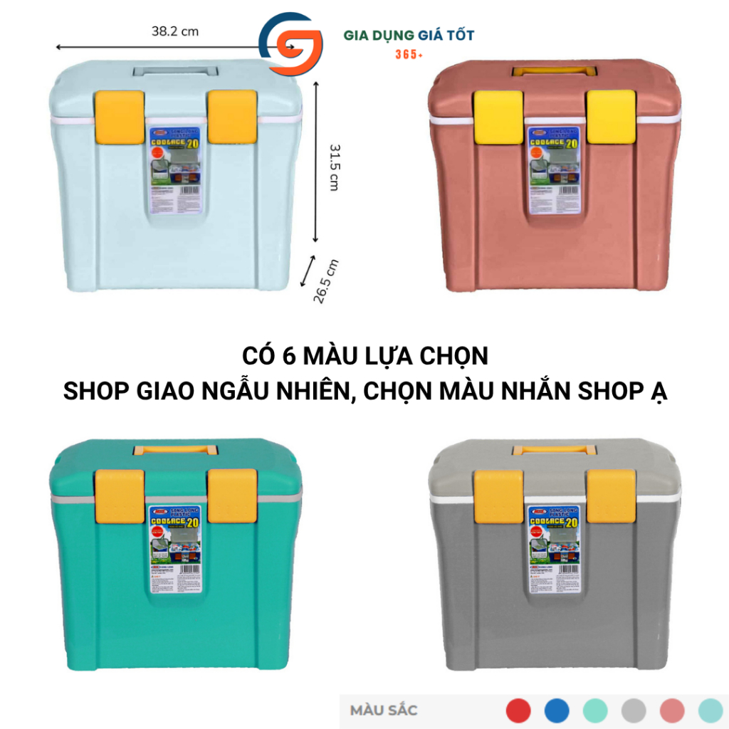 Thùng đựng nước đá giữ nhiệt Song Long 20L có quai xách và dây đeo - dùng picnic, cắm trại, câu cá