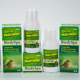 NƯỚC TẮM THẢO DƯỢC BIRDYSPA CHO CHIM CẢNH chai 100ml Vb Pharma Sạch lông Giảm ký sinh trùng thơm mát