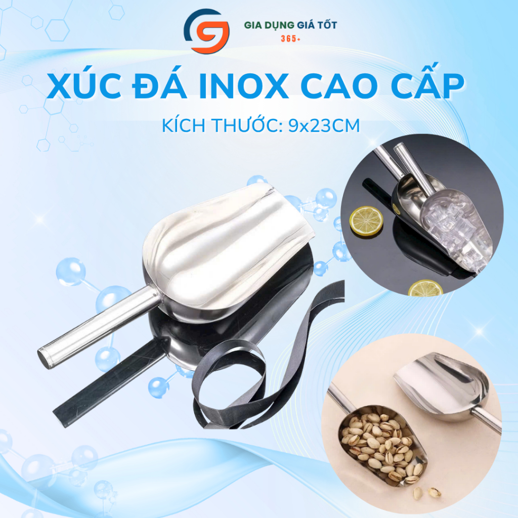 Xúc đá inox loại dày, muỗng xúc đá lạnh, xúc hạt - dụng cụ xúc đá quán cafe, quán nước