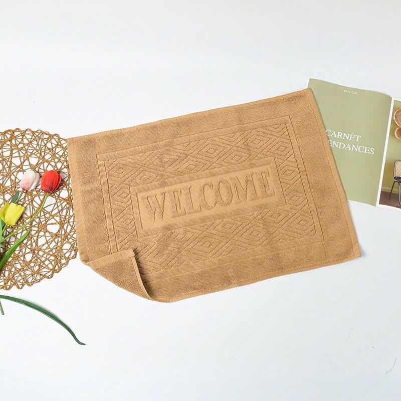 Thảm chân khách sạn logo WELCOME 100% cotton dày dặn thấm hút tốt màu sắc sang trọng