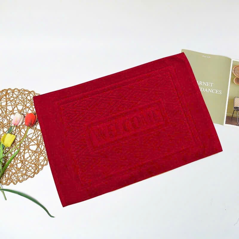 Thảm chân khách sạn logo WELCOME 100% cotton dày dặn thấm hút tốt màu sắc sang trọng