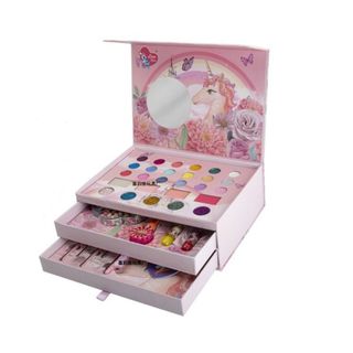 Đồ chơi trang điểm make up 3 tầng cho bé gái kết hợp bộ làm móng và vòng tay handmade an toàn dễ dàng làm sạch HT Toys