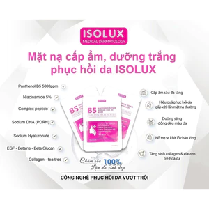 20 miếng Mặt nạ ISOLUX Whitening Repair Sodium DNA B5 HQ hạn 2029- giảm thâm dưỡng trắng cấp ẩm da IS60