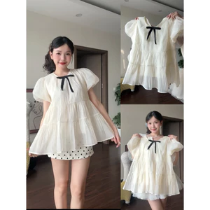Áo nữ kiểu babydoll xoè tay bồng tiểu thư công chúa Dilyshop chất tơ xốp mềm mịn không nhăn - A125
