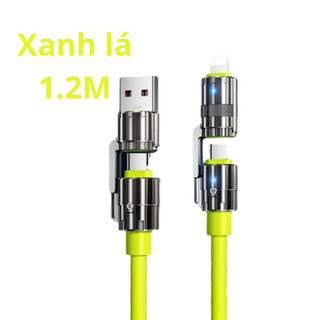 Cáp Sạc Nhanh 4 Trong 1 Type C Sạc 240W Sạc Được mọi Dòng Máy Truyền Dữ Liệu Hổ trợ Sạc nhanh Dây Bọc Silicon Bền Dẻo