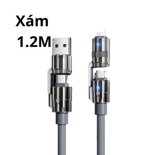 Cáp Sạc Nhanh 4 Trong 1 Type C Sạc 240W Sạc Được mọi Dòng Máy Truyền Dữ Liệu Hổ trợ Sạc nhanh Dây Bọc Silicon Bền Dẻo