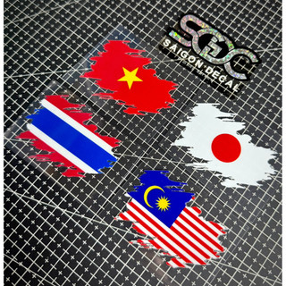 Tem Sticker DTF Tem Cờ Việt Nam, Cờ Thailand, Cờ Malaysia Dán Trang Trí |SGDC - 1 Cái/Cặp|