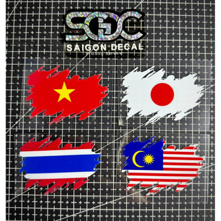 Tem Sticker DTF Tem Cờ Việt Nam, Cờ Thailand, Cờ Malaysia Dán Trang Trí |SGDC - 1 Cái/Cặp|