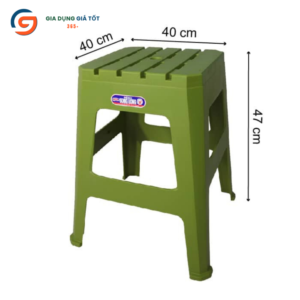 Ghế đẩu cao 5 nan Song Long 47cm - ghế trà chanh bàn ăn quán nhậu, ghế nhựa chịu lực bền đẹp