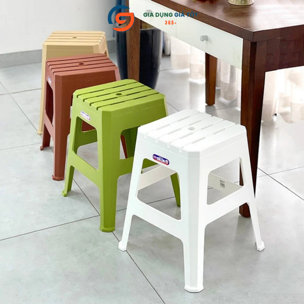 Ghế đẩu cao 5 nan Song Long 47cm - ghế trà chanh bàn ăn quán nhậu, ghế nhựa chịu lực bền đẹp