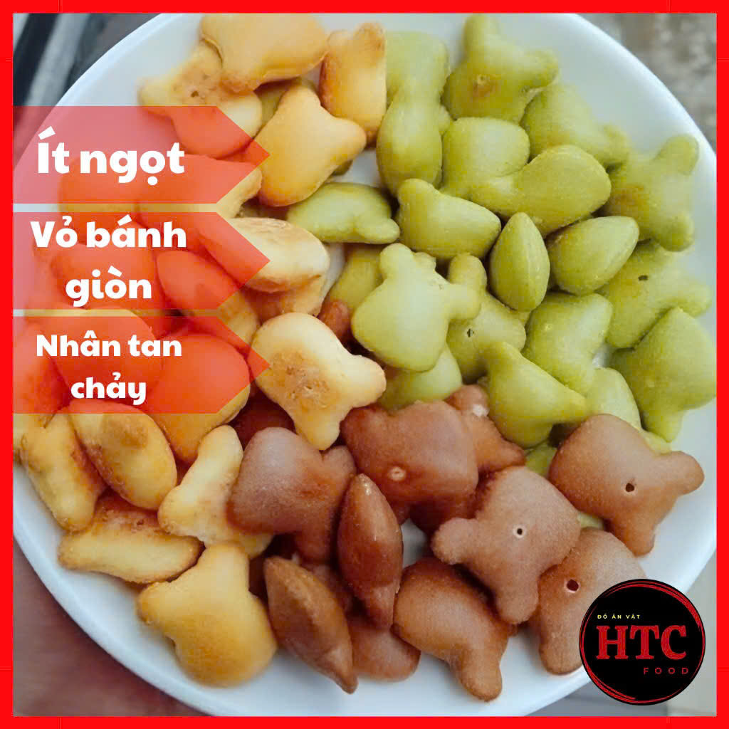 Bánh quy gấu nhân kem sữa Thiên Hồng chính hãng mix 3 vị, bánh kẹo ăn vặt ít ngọt thơm ngon HTC Food