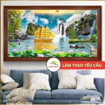 Tranh phong thuỷ thuận buồm xuôi gió khổ lớn tráng gương 3D khung vân gỗ 7cm sang trọng treo phòng khách mang tài lộc — ảnh 3