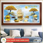 Tranh phong thuỷ thuận buồm xuôi gió khổ lớn tráng gương 3D khung vân gỗ 7cm sang trọng treo phòng khách mang tài lộc — ảnh 2