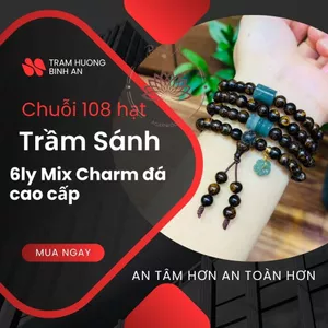 Vòng Tay Trầm Hương 108 Hạt Sánh Chìm 6ly Mix Charm Đá Cao Cấp - Chuỗi Tràng Hạt Phong Thủy Bình An (Kèm Quà Tặng)