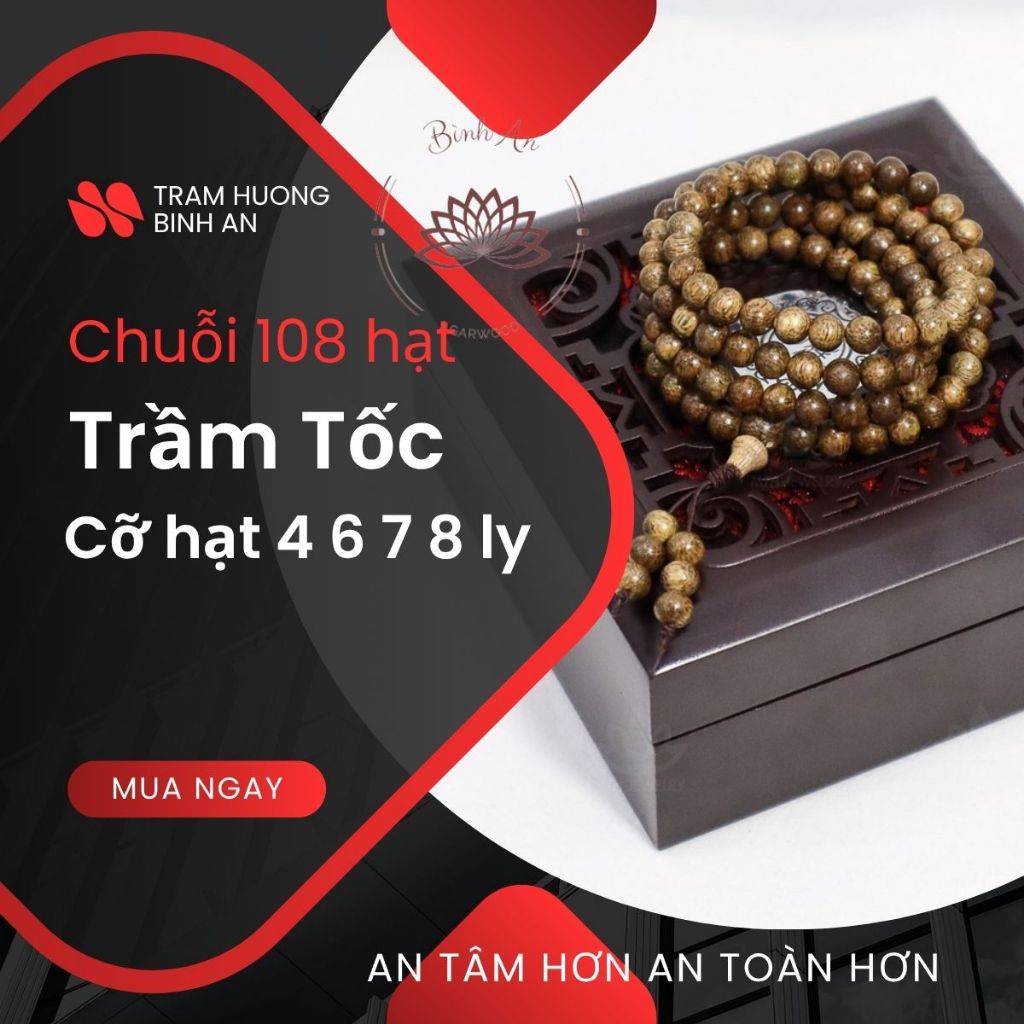 Vòng Tay Trầm Hương 108 Hạt Quảng Nam Tự Nhiên (6mm-8mm) - Chuỗi Trầm Hương Đeo Tay, Đeo Cổ Bình An, Tài Lộc Cho Nam Nữ