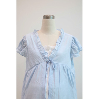 [Nhà Moom] Áo Babydoll 2 lớp phối viền bèo bigsize cho Mẹ Bầu Mùa Hè Xinh