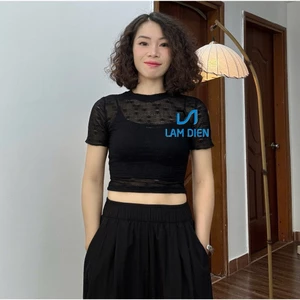 Áo Croptop Nữ Áo Ôm Body Kiểu Ren Ngắn Tay Thoáng Khí Thời Trang Nữ LA034