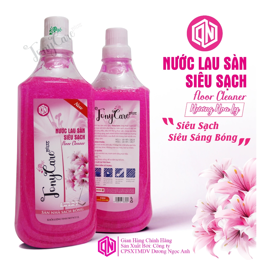 Nước Lau Sàn Tonycare 1Kg Hương Hoa Ly – Sạch Bóng – Khử Mùi – Hương Thơm Thanh Nhẹ - Hình Ảnh Thực Tế