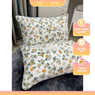 Vỏ gối nằm cotton đũi đậu nành trần bông hoạ tiết kích thước 45x65cm