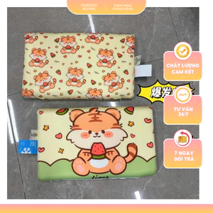 Gối và vỏ thun cao su non cho bé kích thước 30x46cm, gối ngủ trẻ em in hình 12 con giáp thoáng mát, mềm mại có khóa kéo