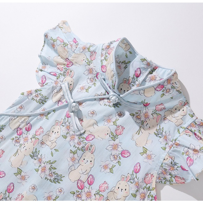 Váy Cho Bé Gái, Váy Cổ Yếm Cho Bé Gái Hania Kids Phong Cách Trung Hoa Tay Cánh Tiên