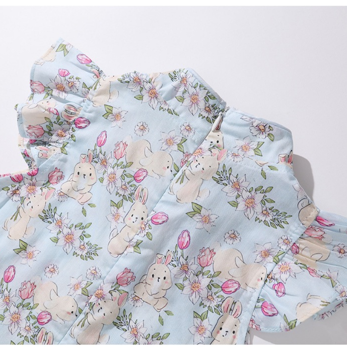 Váy Cho Bé Gái, Váy Cổ Yếm Cho Bé Gái Hania Kids Phong Cách Trung Hoa Tay Cánh Tiên