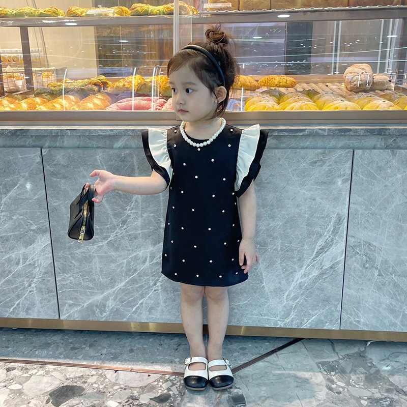 Váy Công Chúa,  Họa Tiết Chấm Bi Tay Cánh Tiên Cho Bé Gái Phối Màu Dễ Thương Chất Liệu Mềm Mại