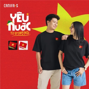 Áo phông unisex người lớn nam nữ CANIFA S áo thun Cờ đỏ Sao Vàng Yêu Nước Quốc Khánh 2/9 5TS25S051