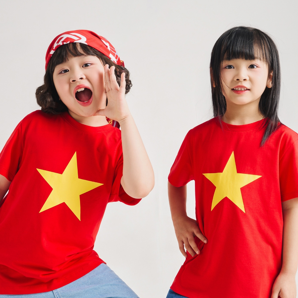 Áo thun cờ đỏ sao vàng CANIFA S áo phông Việt Nam cho bé cộc tay cotton mềm mại 3TS25S014