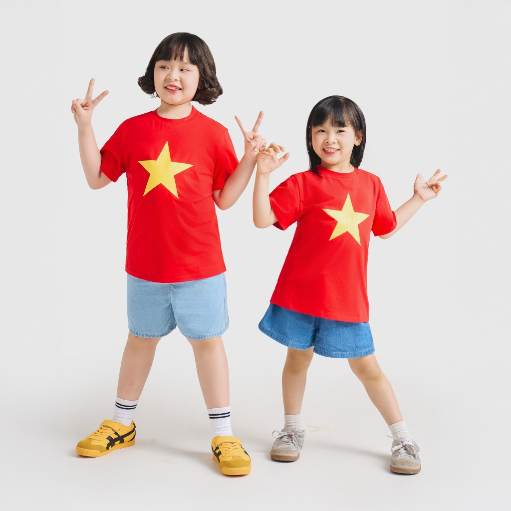 Áo thun cờ đỏ sao vàng CANIFA S áo phông Việt Nam cho bé cộc tay cotton mềm mại 3TS25S014