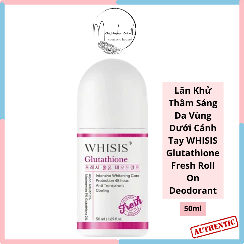 liquid glutathione canada Lăn Khử Mùi Whisis Glutathione Fresh Dưỡng Sáng Mịn Vùng Da Dưới Cánh Tay  Hàn Quốc 50ml