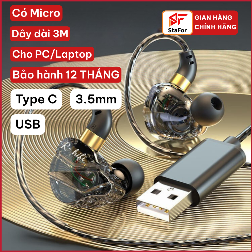 Tai nghe GAMING cho PC/Laptop/Điện thoại nhét tai in ear dây dài 3M có ...