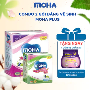 Combo 2 gói Băng vệ sinh có cánh và băng vệ sinh không cánh MOHA PLUS gói 8 miếng