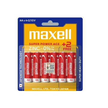 Pin AA/ 2A Maxell (R6P) Vỉ 4 Tặng 2 Viên 1.5V Chính Hãng - Pin Remote, Pin Đồng Hồ Treo Tường, Pin Đồ Chơi, Đèn Pin