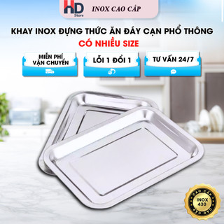 Một Khay inox đựng thức ăn đáy sâu 2cm/cạn 2cm,đĩa nhà ăn,khay trà
