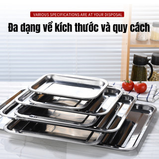 Một Khay inox đựng thức ăn đáy sâu 2cm/cạn 2cm,đĩa nhà ăn,khay trà