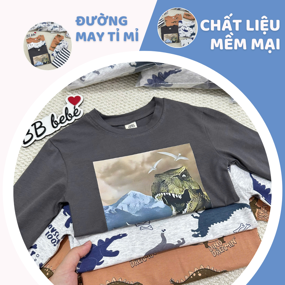 [À ƠI SHOP] R51- set 3 bộ dài tay 3 màu full khủng long- a100.208