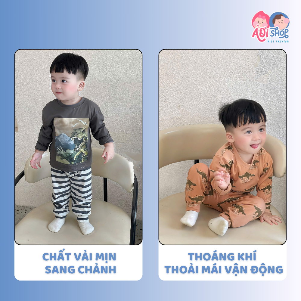 [À ƠI SHOP] R51- set 3 bộ dài tay 3 màu full khủng long- a100.208