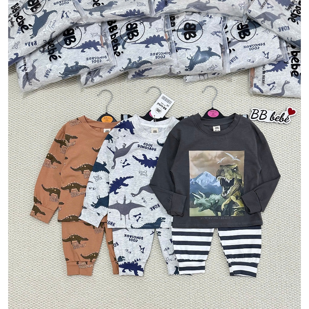 [À ƠI SHOP] R51- set 3 bộ dài tay 3 màu full khủng long- a100.208