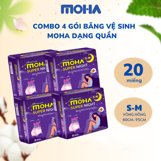 Combo Băng vệ sinh dạng quần MOHA size S-M phù hợp cho vòng hông 80-95cm, quy cách 1 gói 5 miếng.