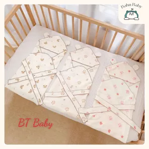Ủ choàng mùa hè thiết kế có mũ Joonee - ủ kén chất liệu Muslin cao cấp 2 lớp thiết kế bo tròn viền xinh xắn Bahu_Baby
