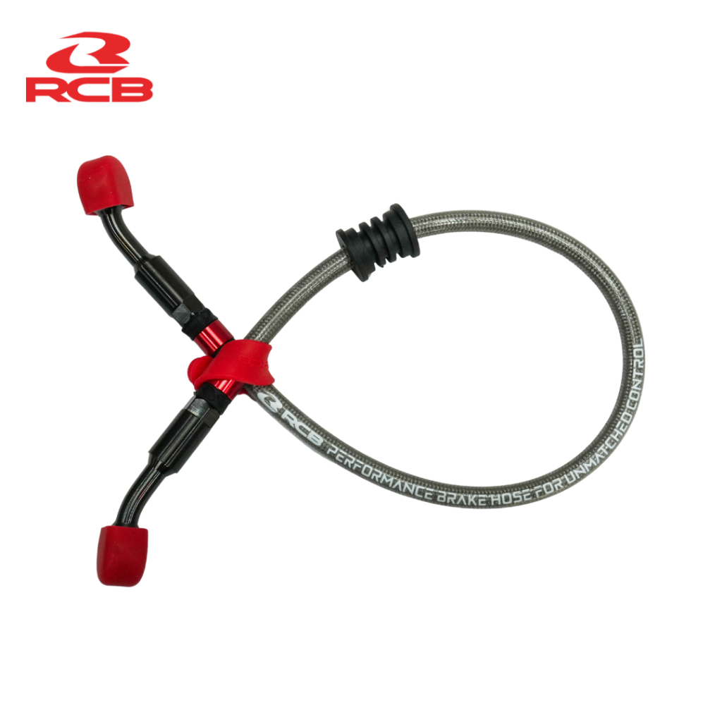 Dây Dầu Phanh Trước RCB S-Series (Bạc / Titanium) 480mm/950mm – Áp Suất Ổn Định, Chịu Nhiệt Cao