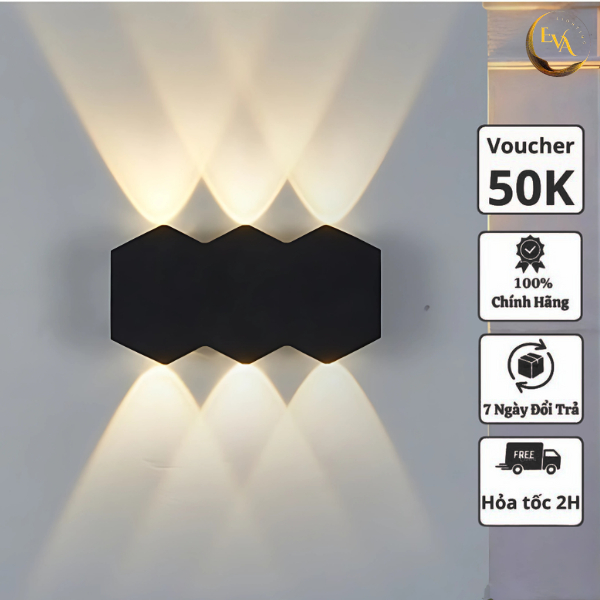 Đèn Trang Trí Gắn Tường EVA IP65 Đèn Decor Hiện Đại Ngoài Trời, Trong Nhà Hắt 6 tia, 4 tia, 2 tia bảo hành 12 tháng