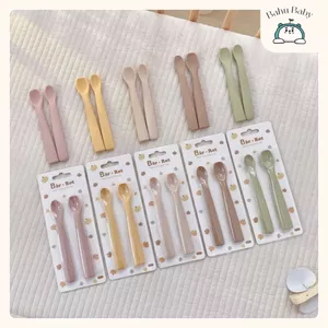 Set 2 thìa silicone Bar rot vừa miệng cho bé ăn, không lo cạnh sắc, dễ dàng sử dụng Bahu_Baby