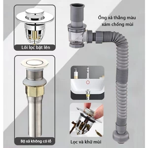 xi phông bồn rửa bát+Bộ xả lavabo nắp lật | Chống tắc, chống rò rỉ, lắp đặt dễ dàng Khử mùi Chống côn trùng Sử dụng lâu